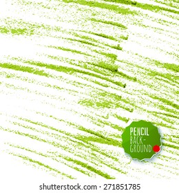 Vector green pencil strokes abstract background. Sketch grass theme.
