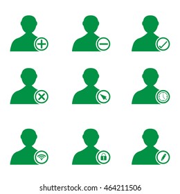 Vector green people icons set