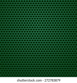 Vector Green Perforated Metal Texture. Green Perforated Background. 