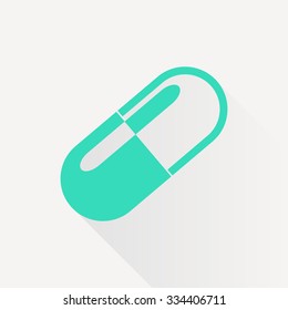 Vector green pill icon on white background 
