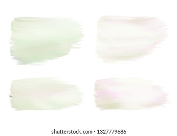 Vector green and pink paint smear strokes stain set. Abstract acrylic art illustration. Acrylic Texture Paint Stain Illustration. Hand drawn brush strokes vector elements. Acrilyc strokes.