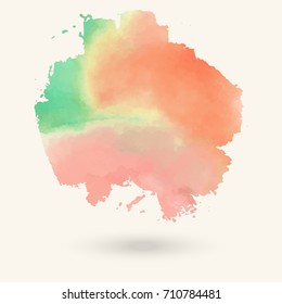 Vector green pink watermelon brush strokes. Watercolor Grunge isolated elements. Smoke brushes for your design. Freehand. Ink splash. Acrylic stamp. Vector illustration