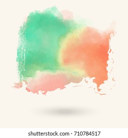 Vector green pink watermelon brush strokes. Watercolor Grunge isolated elements. Smoke brushes for your design. Freehand. Ink splash. Acrylic stamp. Vector illustration