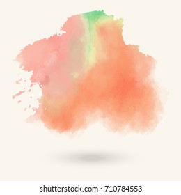 Vector green pink watermelon brush strokes. Watercolor Grunge isolated elements. Smoke brushes for your design. Freehand. Ink splash. Acrylic stamp. Vector illustration