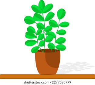 Vector of green plant with branches and leaves. Flowering pot and houseplant. Illustration of plant vase, plant bouquet