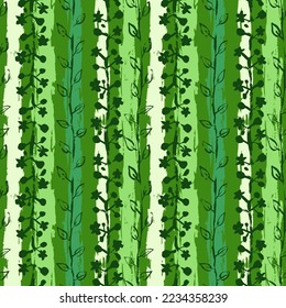 Vector Green Plant Seamless Grunge Brush Pattern