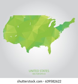 Vector - green poly map of United states,Vector illustration eps 10. 