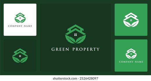 Vector of green property, house and leaves, logo and icon design template available, can be used in various media easily, editable