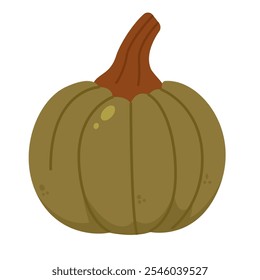 Vector green pumpkin isolated on white background, dark green gourd illustration, fall pumpkin clip art, clip art of a pumpkin, pumpkin vector image