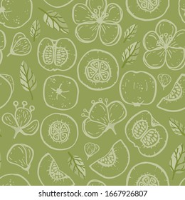Vektorillustration grüner Quintessenz Textur nahtlose Muster Druckhintergrund.