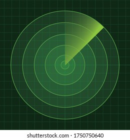 Vector green radar. HUD radar display. Military search engine. Vector illustration