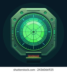In: Vector green radar. HUD-Radaranzeige. militärisches Suchsystem