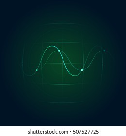 Vector green radar with sine wave