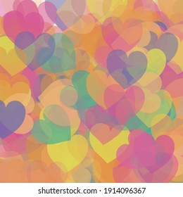 Fondo de la Boda Romántica del Arcoiris Verde Vector. Estilo Multicolor Azul Púrpura. El Confetti Pink Saint Valentine es un diseño moderno y colorido y transparente. Los Corazones Violetas Amarillos Aman Los Tejidos Ornamentales.