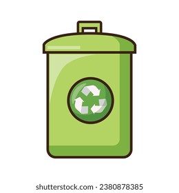 Vector green recycle bin on white background.