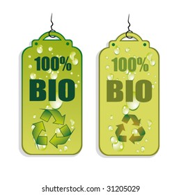 VECTOR Green Recycle and Bio tag icons - set 1