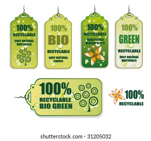 Iconos de etiquetas VECTOR Green Recycle y Bio - set 3