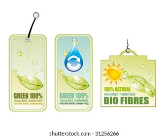 VECTOR Green Recycle and Bio tag icons - set 4