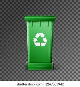 Vector green recycle garbage can on transparent background
