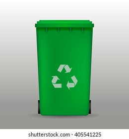 vector green  recycle garbage can vector illustration