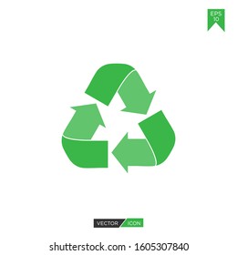Vector green recycle sign icon isolated on white background