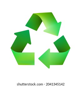 Vector Green Recycle Sign. Recycled Material Icon Isolated on White Background in Realistic Style. Reuse Logo.