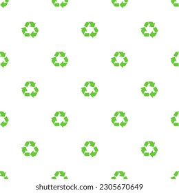 Vector green recycle symbol pattern. Seamless pattern. Recycle pattern. Great for wallpaper, web background, wrapping paper, clothing, fabric, packaging, greeting cards, invitations and more.