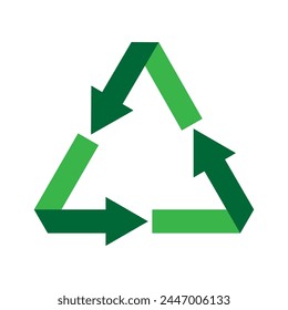 Vector green recycling symbol on a white background.