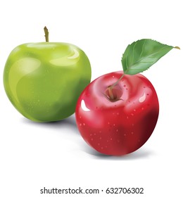 Vector green and red apples