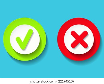 Marcas de verificación verde y roja del vector