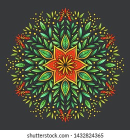 Vector Green and Red Mandala Illustration