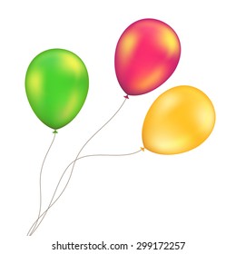 Vector Green Red Orange Yellow Balloons Set Isolated on White Background
