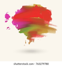Vector green red purple autumn brush strokes. Watercolor Grunge isolated elements. Smoke brushes for your design. Freehand. Ink splash. Acrylic stamp. Vector illustration