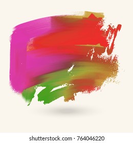 Vector green, red, purple autumn brush strokes. Watercolor Grunge isolated elements. Smoke brushes for your design. Freehand. Ink splash. Acrylic stamp. Vector illustration