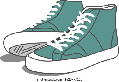 vector green retro shoe and white background