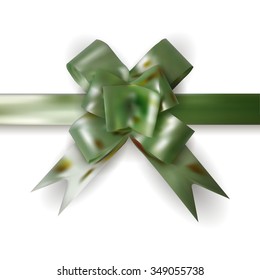 Vector green ribbon with bow