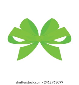 Vector green ribbon in the bow isolated on white for present boxes.