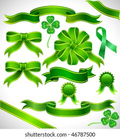 Vector green ribbon with clover