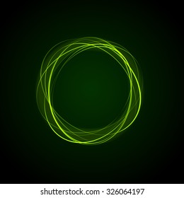 Vector Green Rings on Black Background