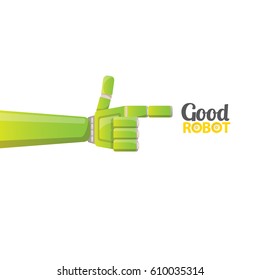 vector green robot hand isolated on white background. vector robotic arm logo design template . 