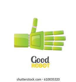 vector green robot hand isolated on white background. vector robotic arm logo design template . 
