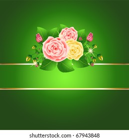 Vector green rose card