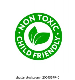 vector green round icon denoting product safety and non-toxicity for children