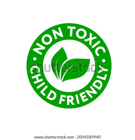vector green round icon denoting product safety and non-toxicity for children Foto stock © 