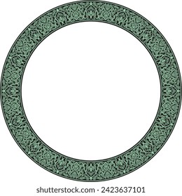 Vektorgrüne runde orientalische Ornamente. Arabischer gemusterter Kreis aus Iran, Irak, Türkei, Syrien. Persischer Rahmen, Grenze.
