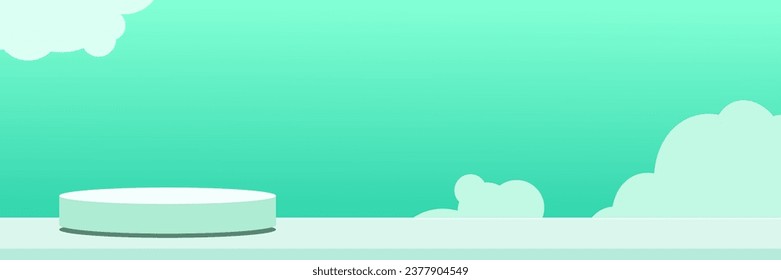 Vektor-grünes rundes Podium, Podest oder Plattform, Hintergrund für die Präsentation kosmetischer Mittel. 3D-Podium. Werbeplatz. Unscharfer Produktstand auf pastellfarbenem Hintergrund