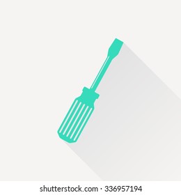 Vector green screwdriver icon on white background 