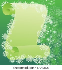 vector green scroll winter illustration diploma scroll