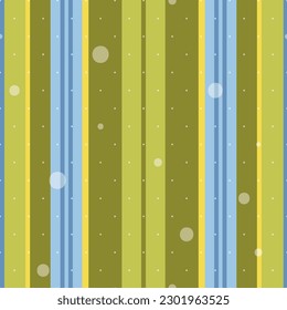 Vector green seamless pattern: Green Dirndl Bubbles. Small transparent bubbles sitting among semi transparent tiny dots on a set of olive and blue stripes. Part of Shades And Dots collection.
