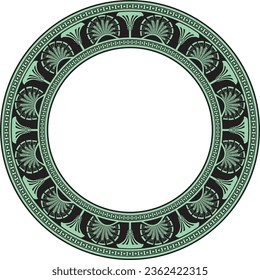 Vector green seamless round Egyptian ornament. Infinite circle, ring, border, Ancient Egypt frame.